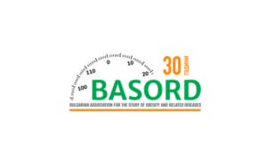Logo of BASORD with a semicircular gauge, the number 30 in orange, and Bulgarian text. BASORD stands for Bulgarian Association for the Study of Obesity and Related Diseases.
